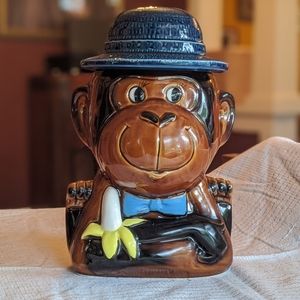 Vintage cookie jar 1950s monkey w/banana